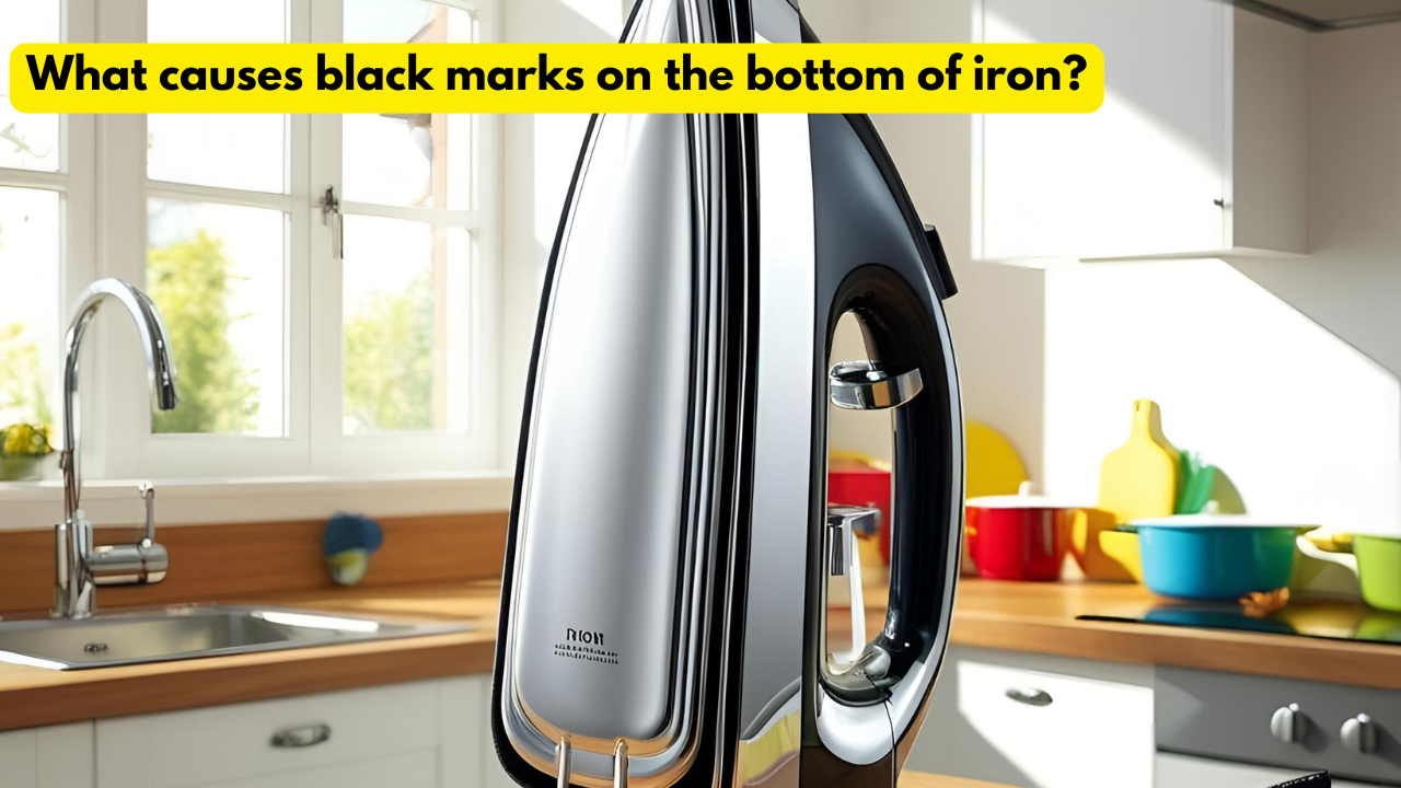 What causes black marks on the bottom of iron?